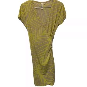 Beige and yellow wrap dress